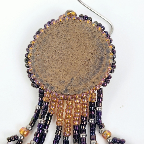 Vtg Dragonfly Earrings~Dangle Beaded~Teardrop~Leather Back~Handmade~Southwestern - Picture 10 of 14